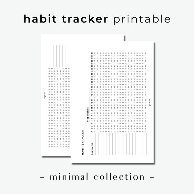 PRINTABLE // Habit Tracker Planner Insert // Minimal