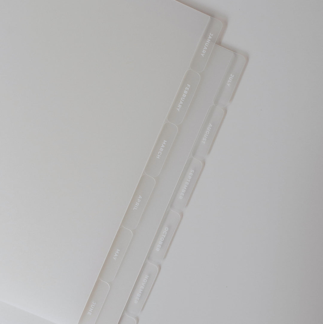 12 Month (2 Set of 6 Dividers) Side Frosted Tab Dividers | Jan - Dec
