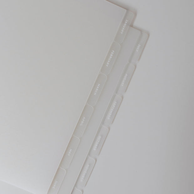 12 Month (2 Set of 6 Dividers) Side Frosted Tab Dividers | Jan - Dec