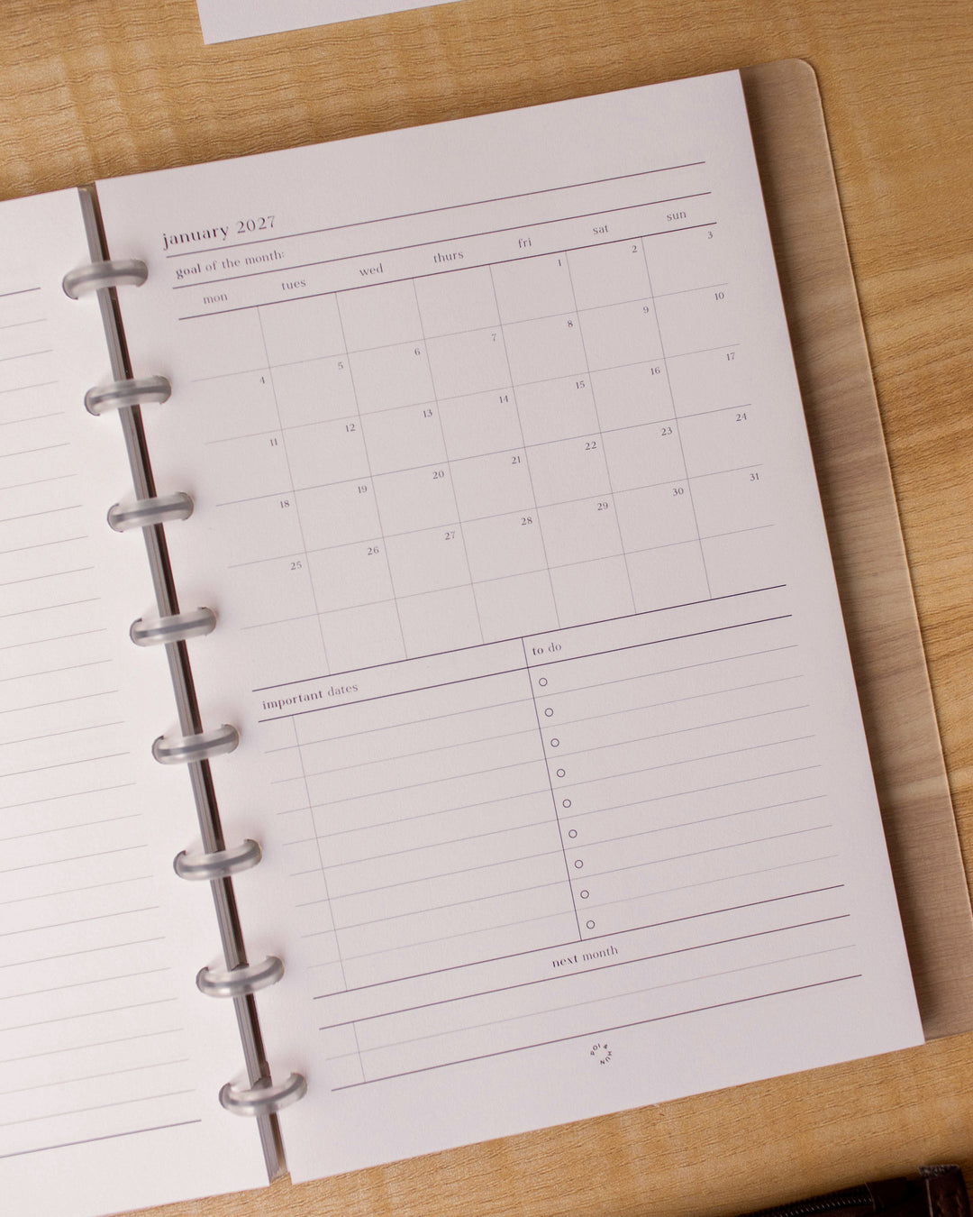2027 Month On 1 Page Planner Inserts | Original Collection