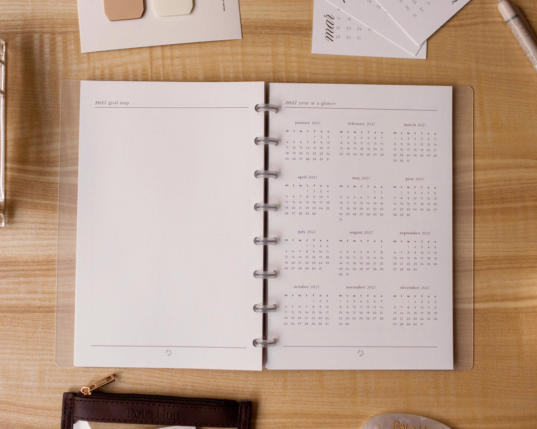 2027 Month On 2 Pages + Weekly Horizontal (Week On 2 Pages) Planner Inserts | Separate Months