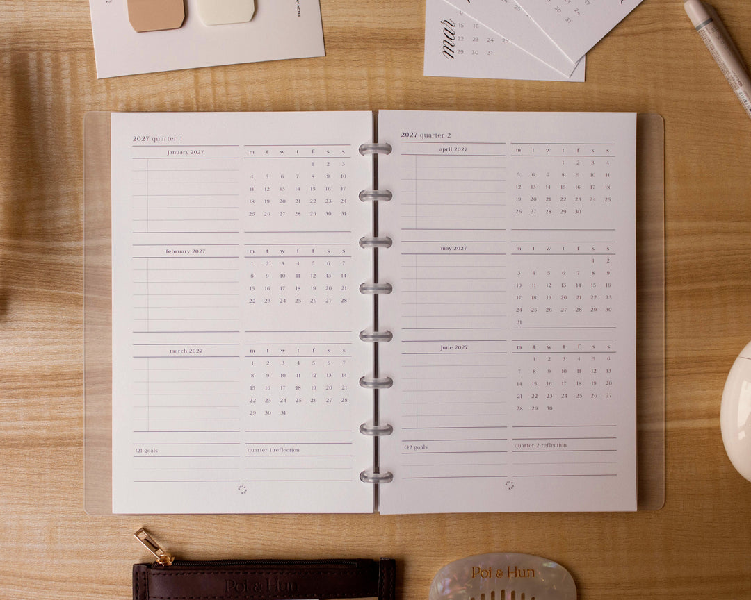 2027 Month On 2 Pages + Weekly Horizontal (Week On 2 Pages) Planner Inserts | Separate Months
