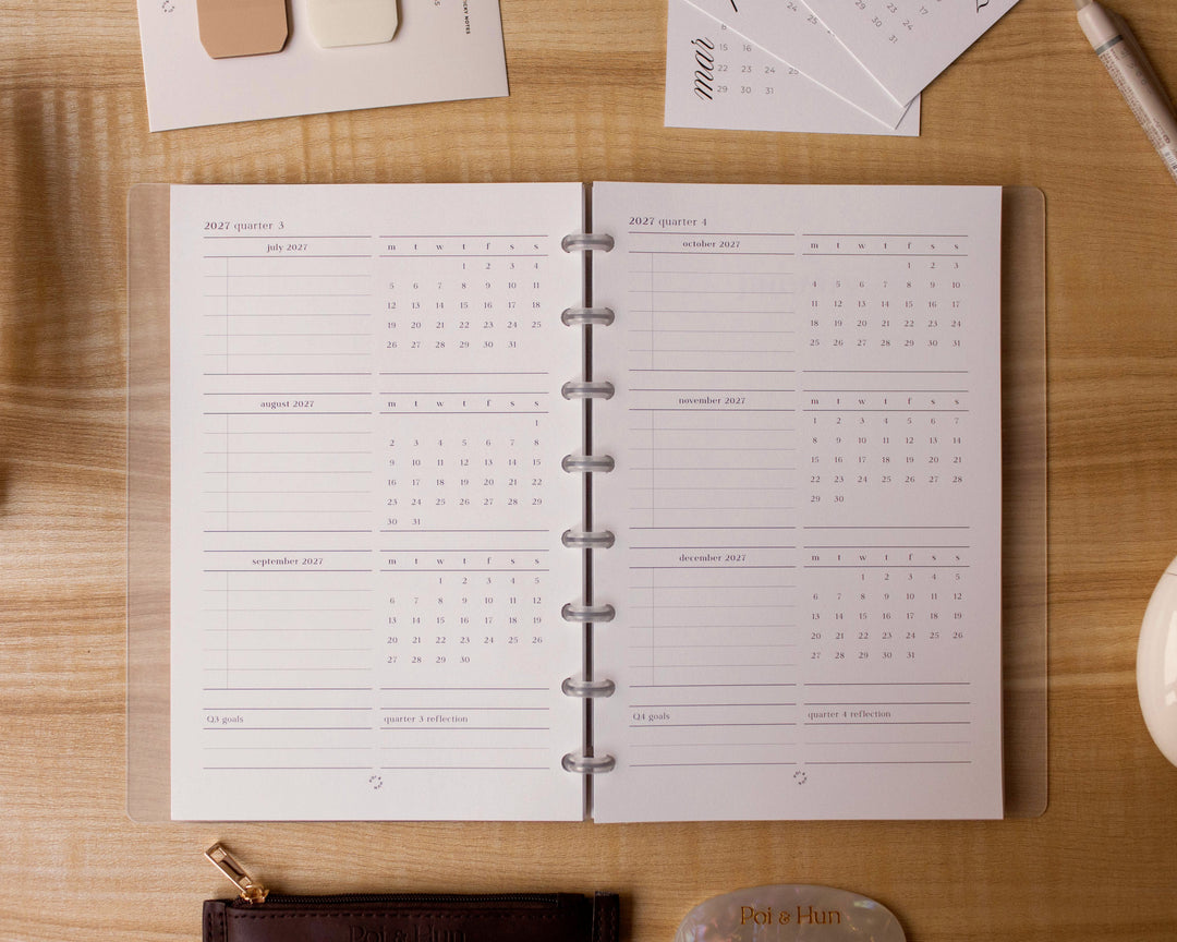 2027 Month On 2 Pages + Weekly Horizontal (Week On 2 Pages) Planner Inserts | Separate Months