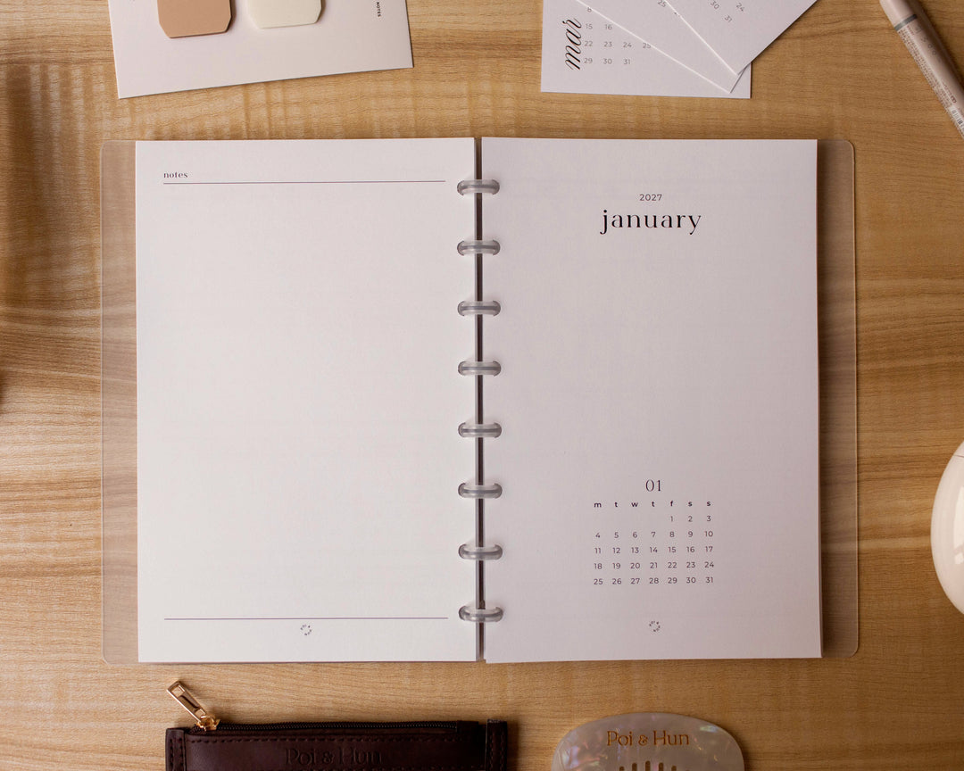 2027 Month On 2 Pages + Weekly Vertical (Week On 2 Pages) Planner Inserts | Separate Months