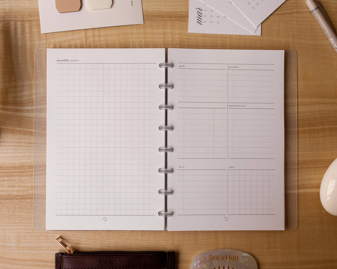 2027 Month On 2 Pages + Weekly Vertical (Week On 2 Pages) Planner Inserts | Separate Months