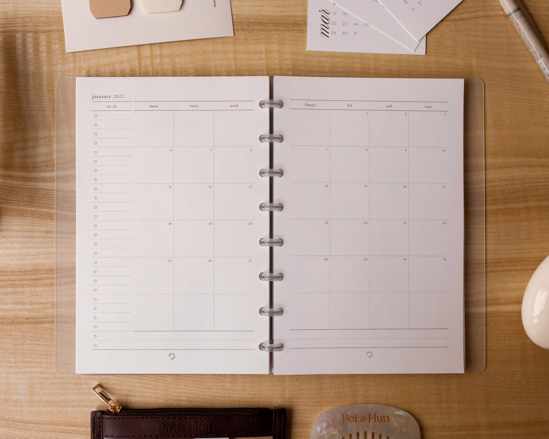 2027 Month On 2 Pages + Weekly Vertical (Week On 2 Pages) Planner Inserts | Separate Months
