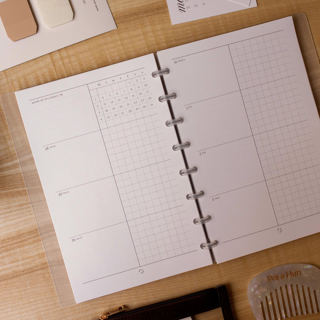 2027 Month On 2 Pages + Weekly Horizontal (Week On 2 Pages) Planner Inserts | Separate Months