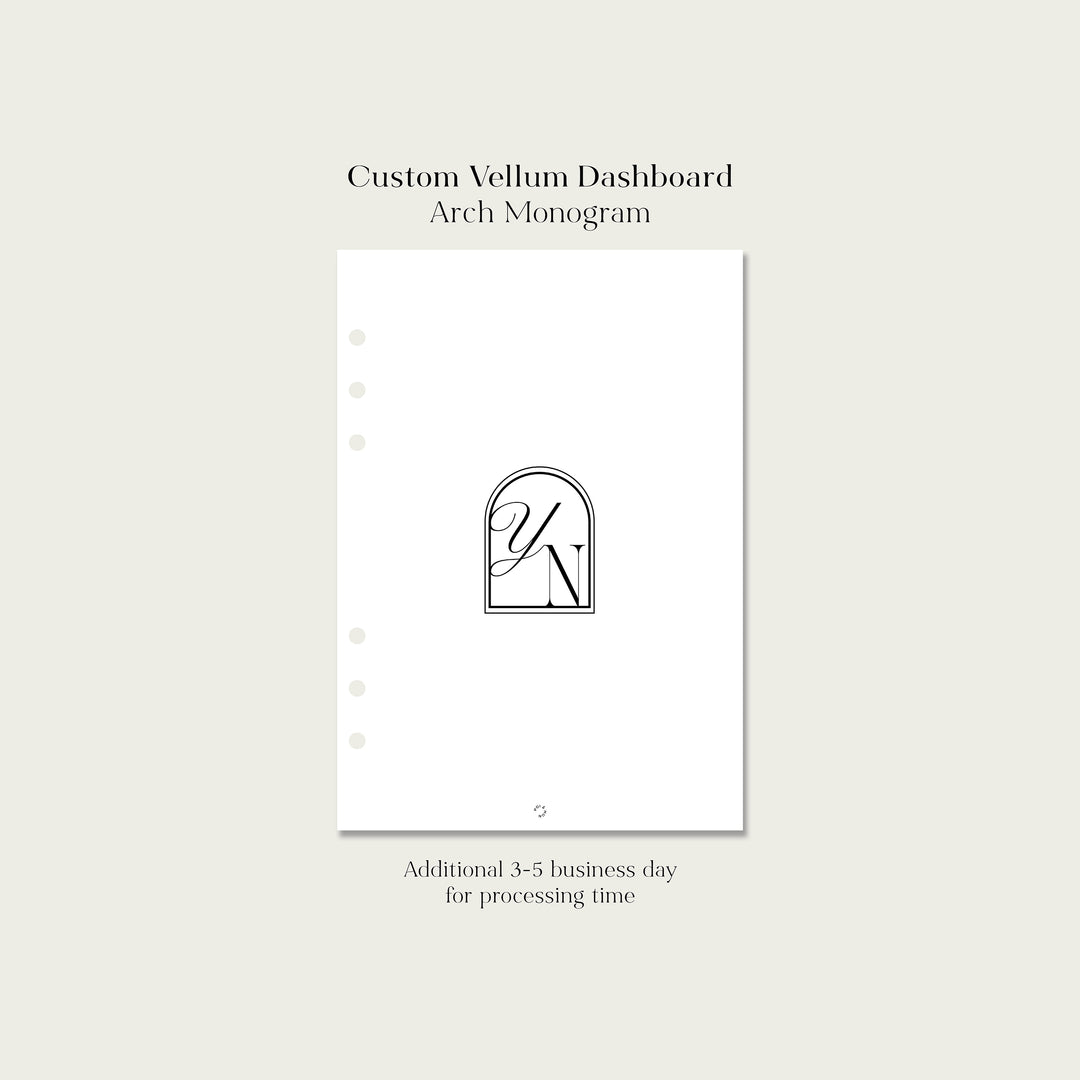 Custom Vellum Dashboard - Arch Monogram