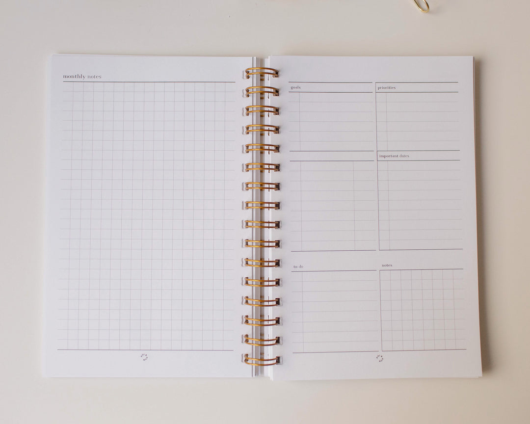 Undated Monthly + Weekly (6 Month) Agenda | Spiral Planner