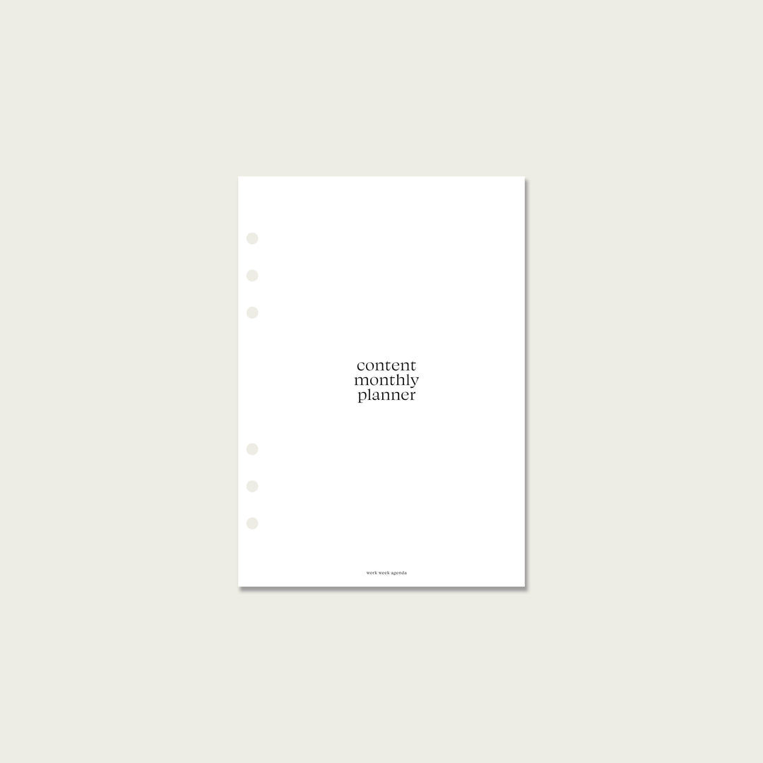Content Monthly Planner Planner Insert | A5 Rings