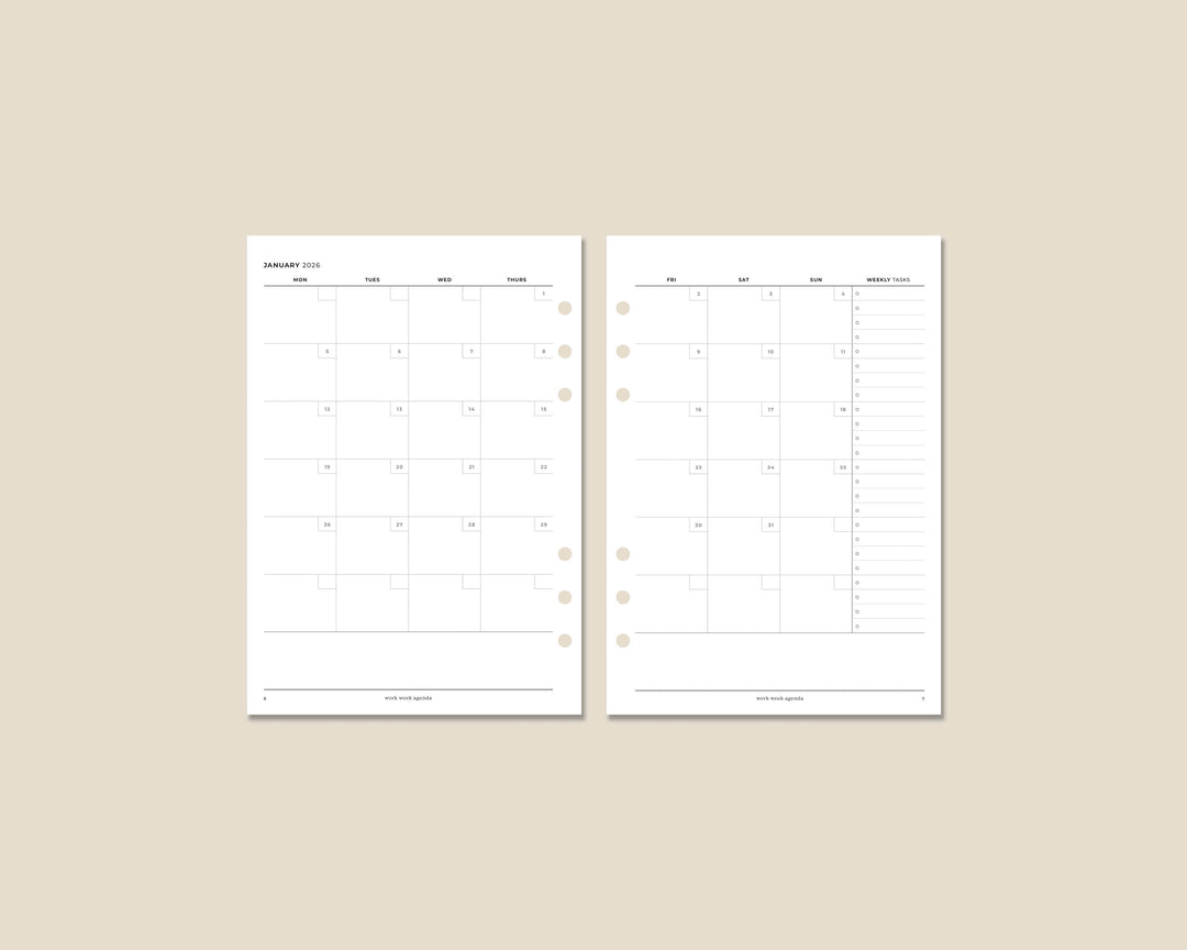 2026 Dated Weekly Planner Inserts | A5 Rings