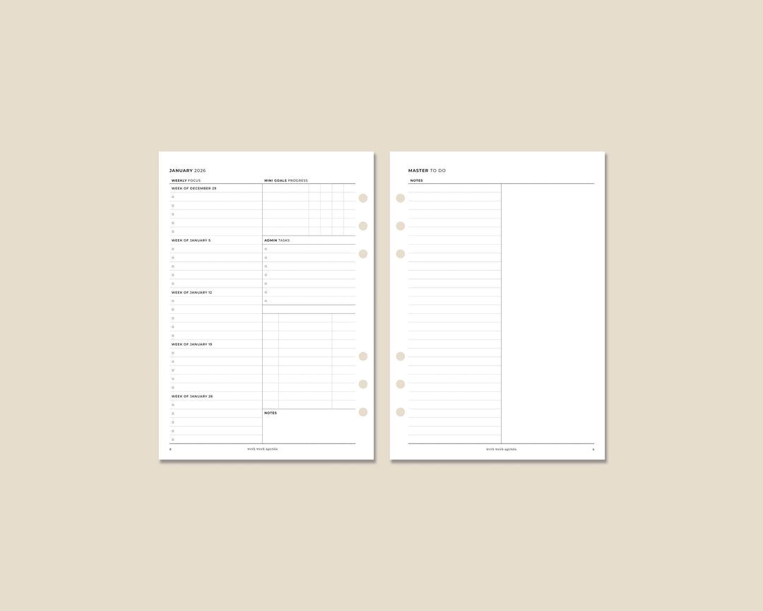 2026 Dated Weekly Planner Inserts | A5 Rings