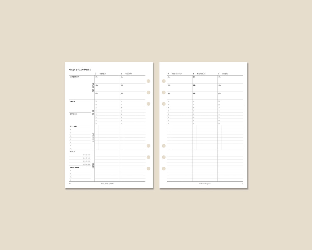 2026 Dated Weekly Planner Inserts | A5 Rings