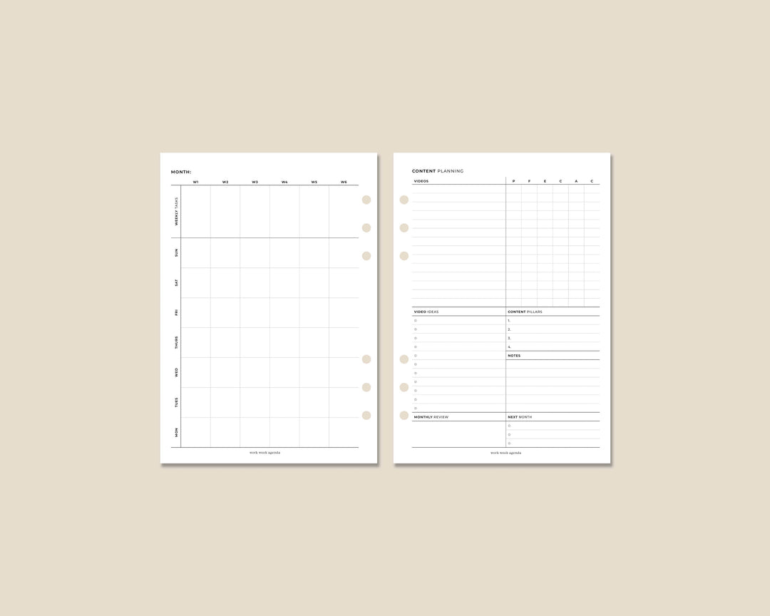 Content Monthly Planner Planner Insert | A5 Rings