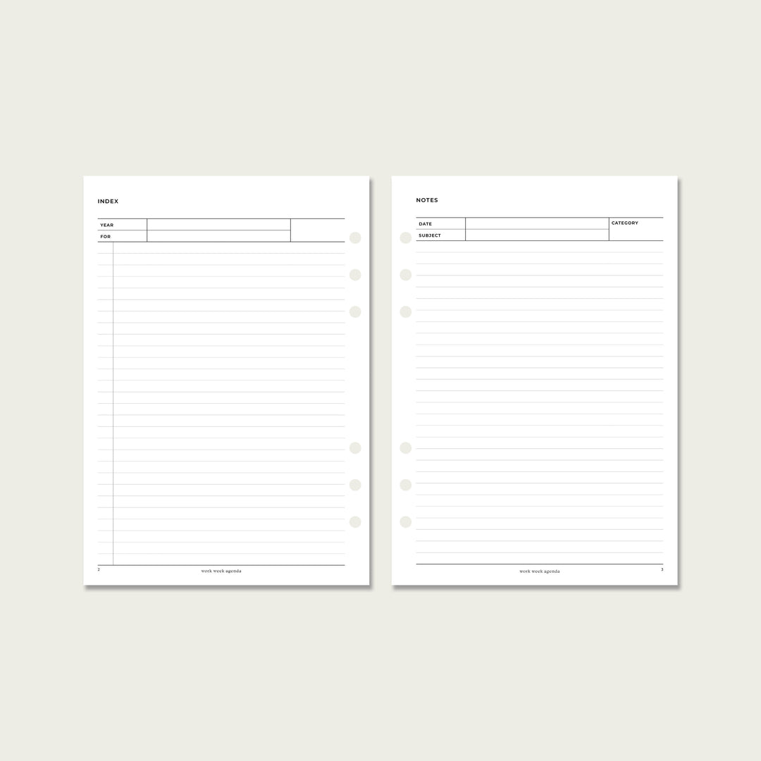 Notes Planner Insert | A5 Rings