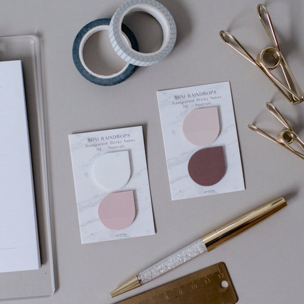 Transparent Sticky Notes - 1" x 1" Mini Raindrop