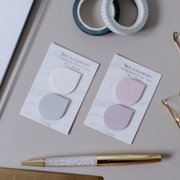 Transparent Sticky Notes - 1" x 1" Mini Raindrop