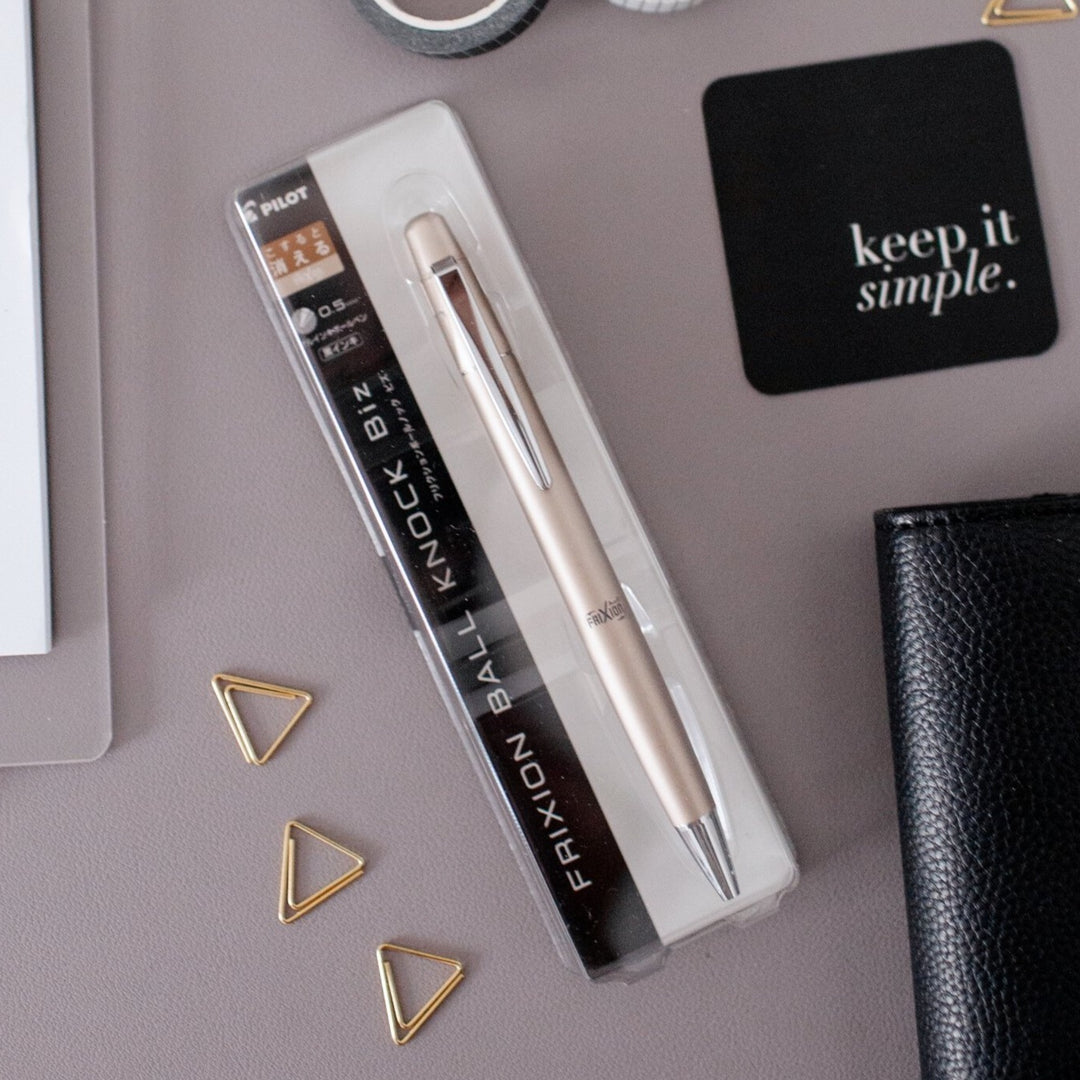 Pilot Frixion Ball Knock Biz Gel Pen in Champagne Gold