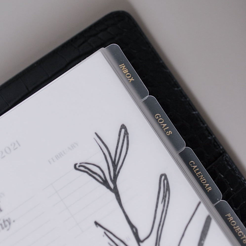 Essentials Text Frosted Tab Dividers // Half Letter Discbound