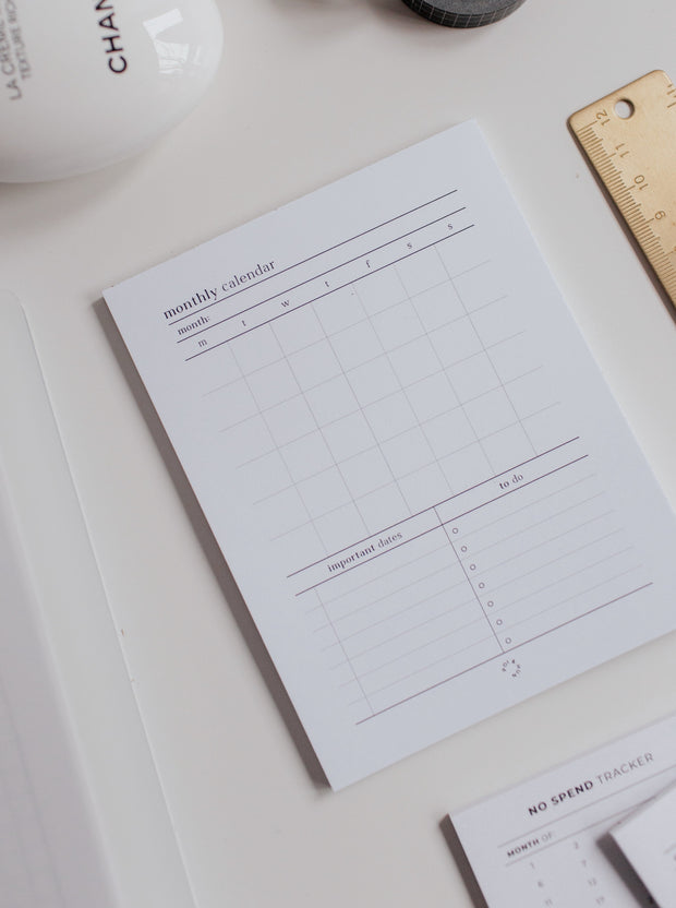 Monthly Notepad | For Clipboard