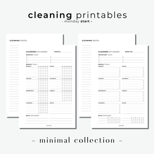 PRINTABLE // Cleaning Planner Insert // Minimal