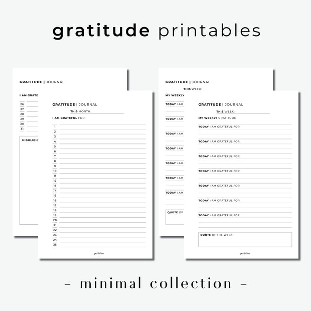 PRINTABLE // Gratitude Planner Insert // Minimal