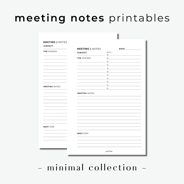 Meeting Notes Planner Inserts