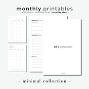 PRINTABLE // Monthly Planner Insert (MO2P) with Monthly Dashboard // Minimal