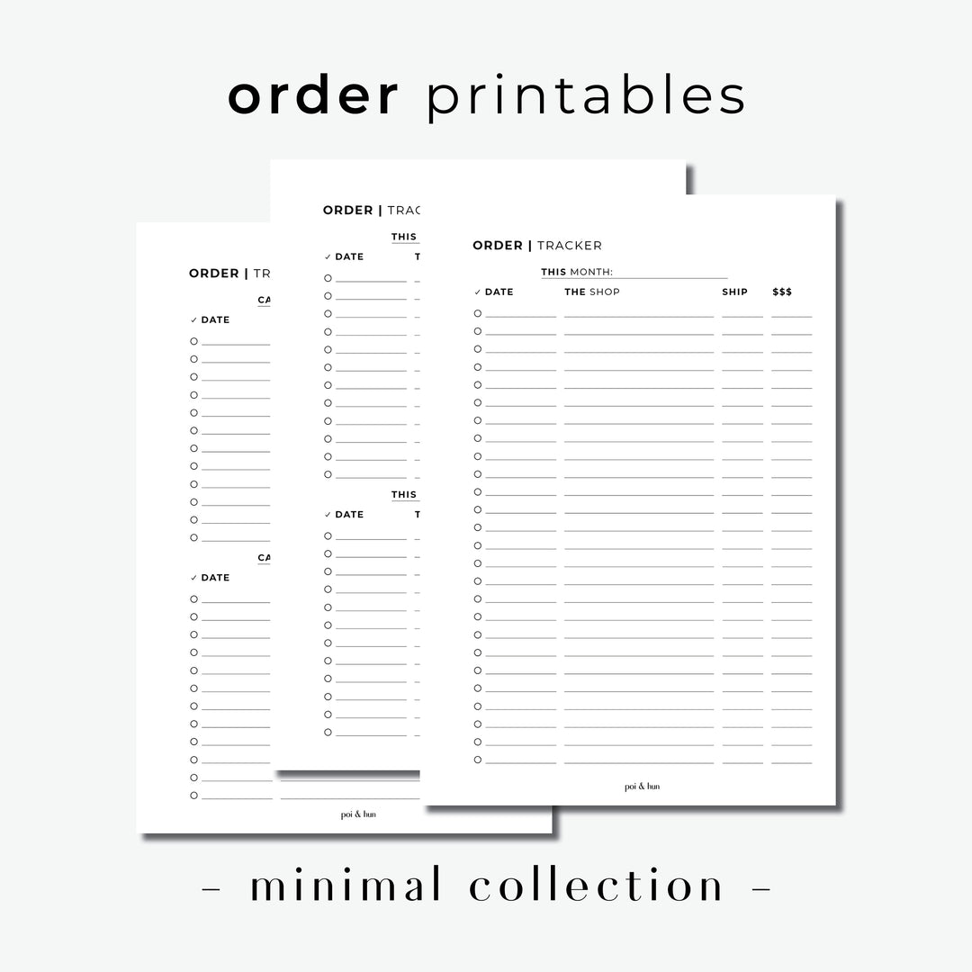 PRINTABLE // Order Tracker Planner Insert // Minimal