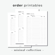 PRINTABLE // Order Tracker Planner Insert // Minimal