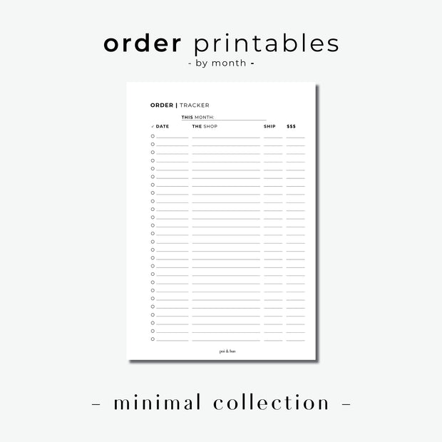 PRINTABLE // Order Tracker Planner Insert // Minimal