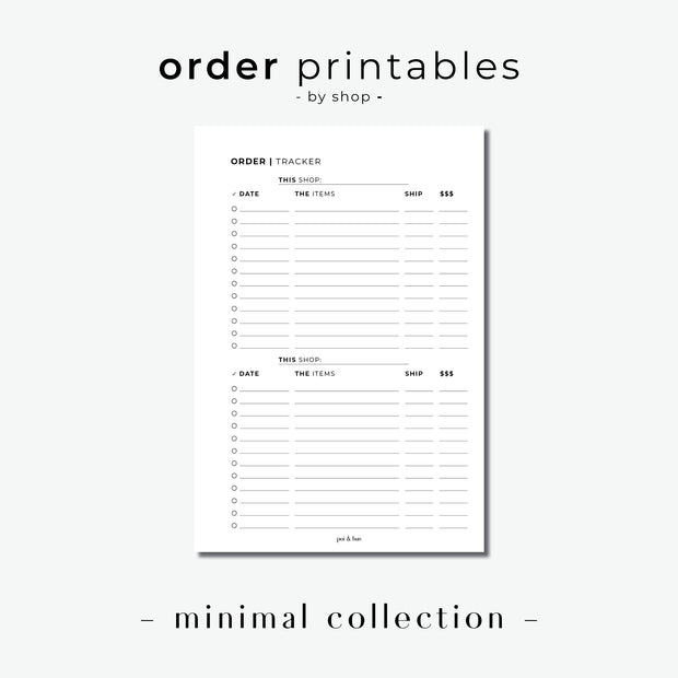 PRINTABLE // Order Tracker Planner Insert // Minimal