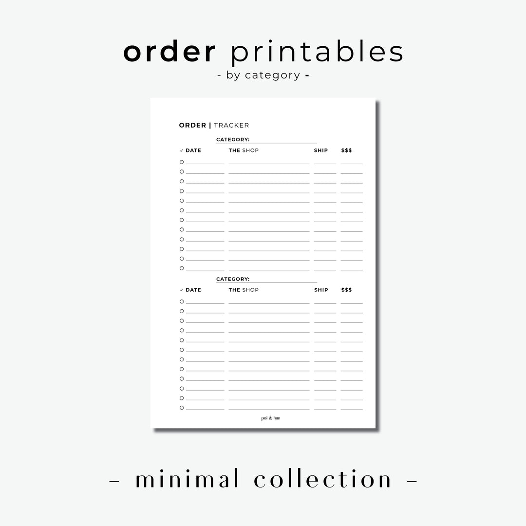 PRINTABLE // Order Tracker Planner Insert // Minimal