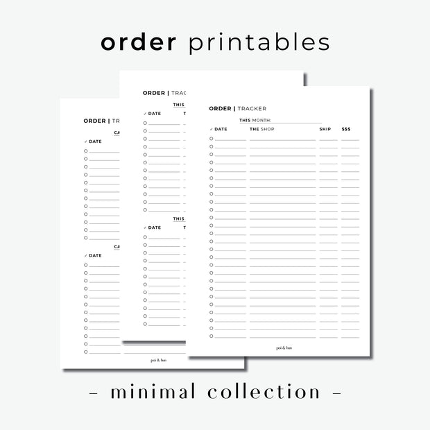 PRINTABLE // Order Tracker Planner Insert // Minimal