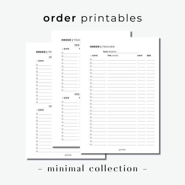 PRINTABLE // Order Tracker Planner Insert // Minimal – Poi & Hun
