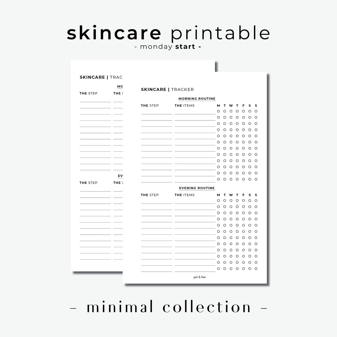 PRINTABLE // Skincare Planner Insert // Minimal