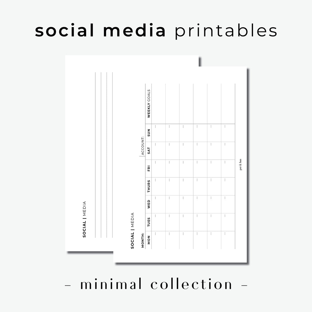 PRINTABLE // Social Media Tracker Planner Insert // Minimal