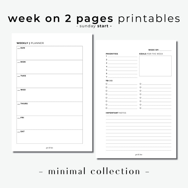 Important Dates Printable A6 Inserts: Minimal Ring Printables