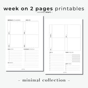 PRINTABLE // Week On 2 Pages Planner Insert - WO2P // Minimal