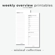 PRINTABLE // Weekly Overview Half Page Insert // Minimal