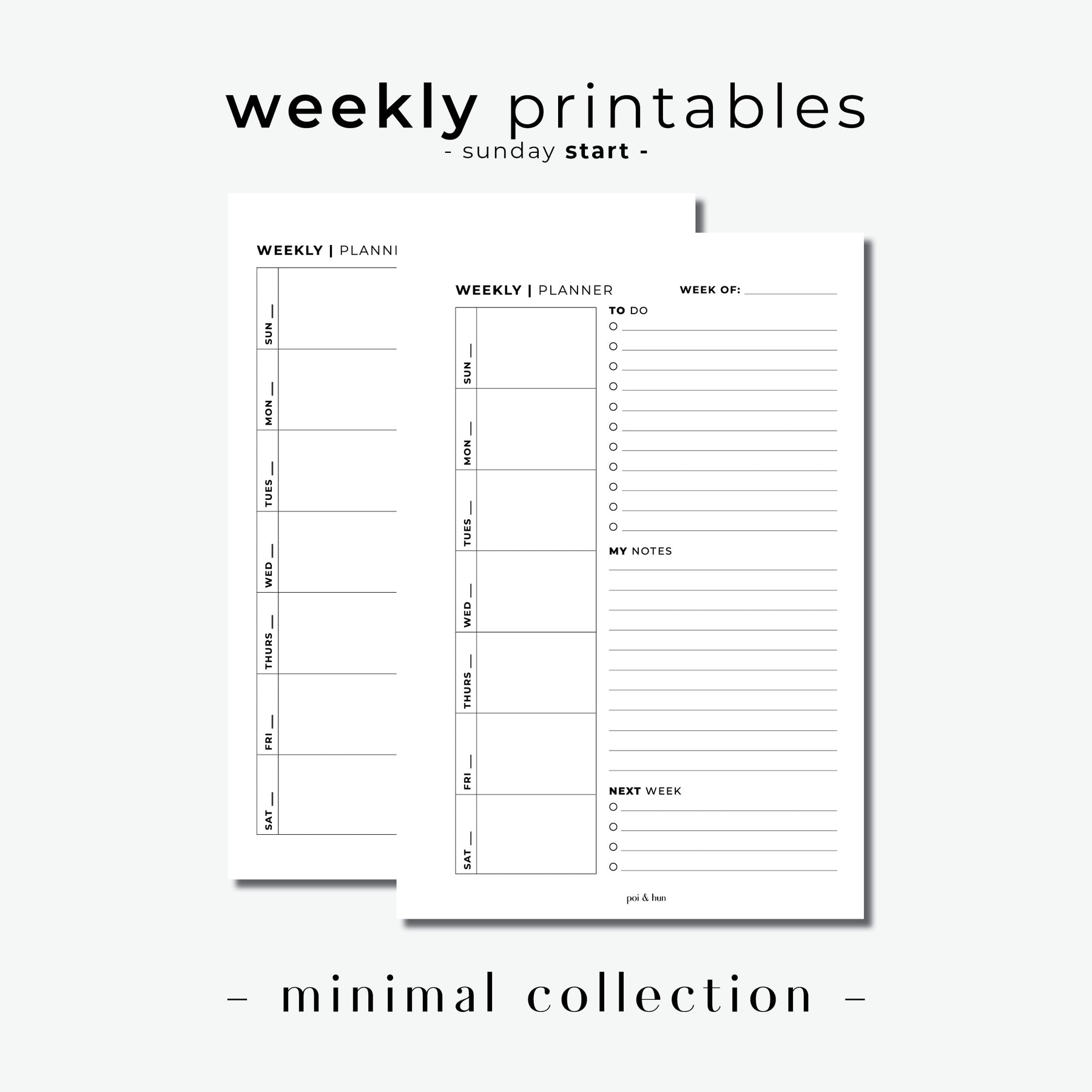 PRINTABLE // Weekly Planner Insert - WO1P // Minimal – Poi & Hun printable-weekly-planner-insert-wo1p-minimal-poi-hun