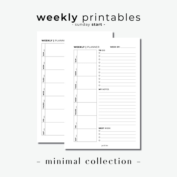 PRINTABLE // Weekly Planner Insert - WO1P // Minimal
